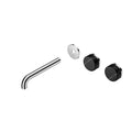 Nero Serenity Wall Basin Set 185mm Offset spout With Marquina Black Handle Trim Kit Only Chrome 24D114CH - The Blue Space