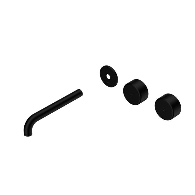 Nero Serenity Wall Basin Set 185mm Offset spout With Metal Handle Trim Kit Only Matte Black 24D103MB - The Blue Space