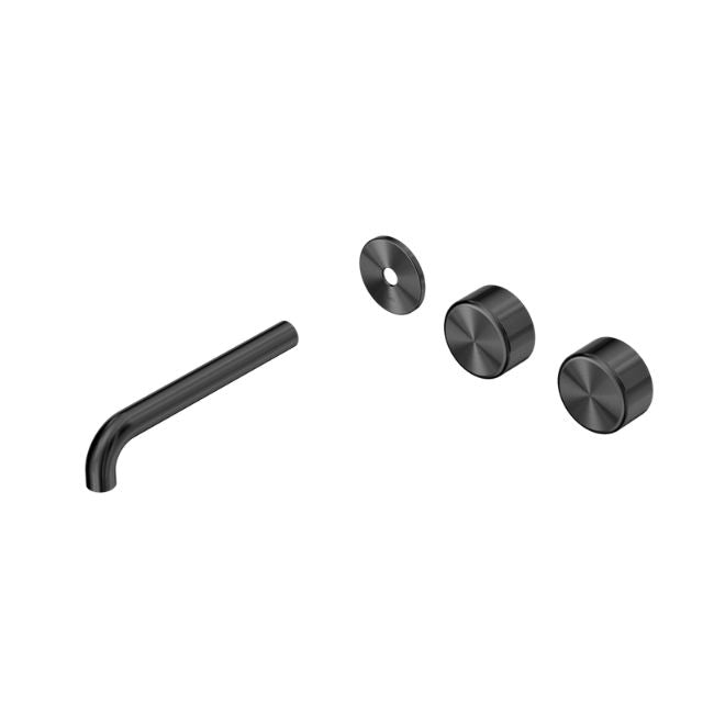 Nero Serenity Wall Basin Set 185mm Offset spout With Metal Handle Trim Kit Only Gun Metal 24D103GM - The Blue Space
