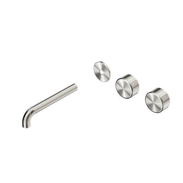 Nero Serenity Wall Basin Set 185mm Offset spout With Metal Handle Trim Kit Only Brushed Nickel 24D103BN - The Blue Space