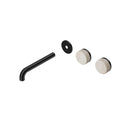 Nero Serenity Wall Basin Set 185mm Offset spout With Rome Travertine Handle Trim Kit Only Matte Black 24D100MB - The Blue Space