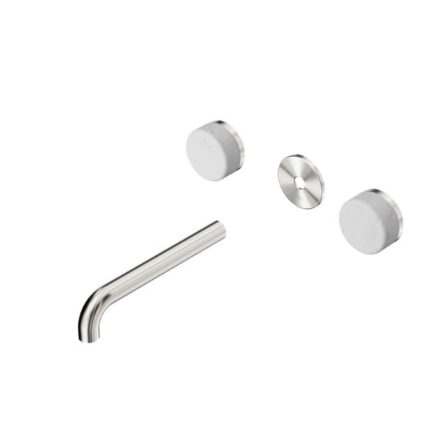 Nero Serenity Wall Basin Set 185mm Spout With Carrara Handle Trim Kit Only Brushed Nickel 24D080BN - The Blue Space