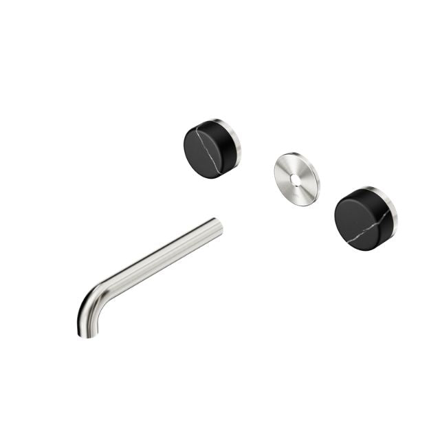 Nero Serenity Wall Basin Set 185mm Spout With Marquina Black Handle Trim Kit Only Brushed Nickel 24D111BN - The Blue Space