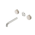 Nero Serenity Wall Basin Set 185mm Spout With Rome Travertine Handle Trim Kit Only Brushed Nickel 24D082BN - The Blue Space