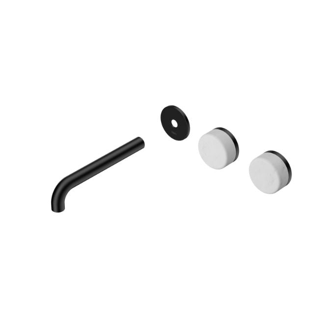 Nero Serenity Wall Basin Set 220mm Offset spout With Carrara Handle Trim Kit Only Matte Black 24D104MB - The Blue Space