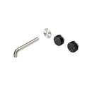 Nero Serenity Wall Basin Set 220mm Offset spout With Marquina Black Handle Trim Kit Only Brushed Nickel 24D115BN - The Blue Space