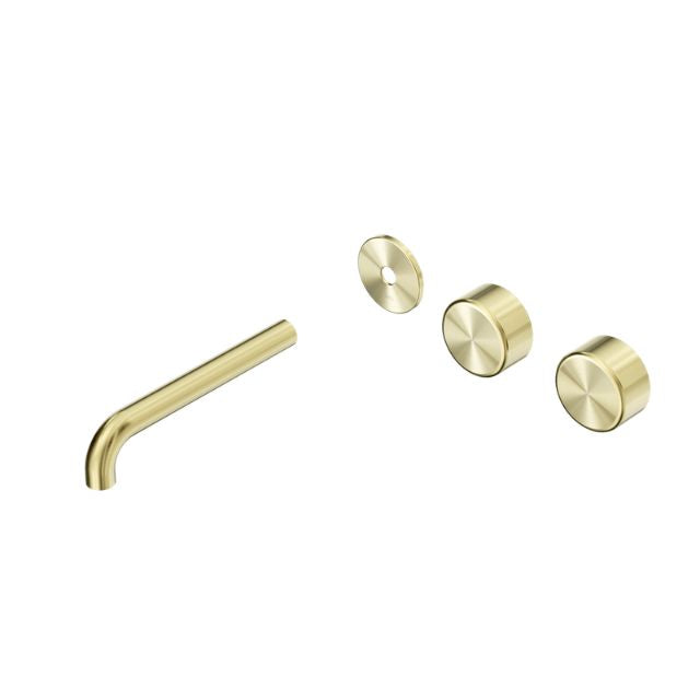 Nero Serenity Wall Basin Set 220mm Offset spout With Metal Handle Trim Kit Only Brushed Gold 24D109BG - The Blue Space