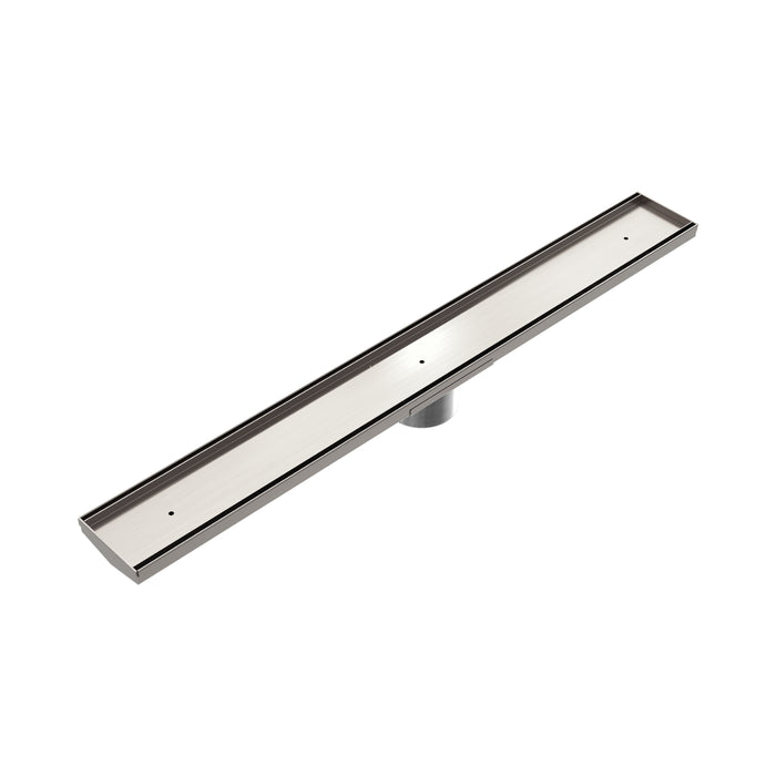 Nero Tile Insert V Channel 800x106mm Floor Grate 90mm Outlet Brushed Nickel NRFG010HSBN - The Blue Space