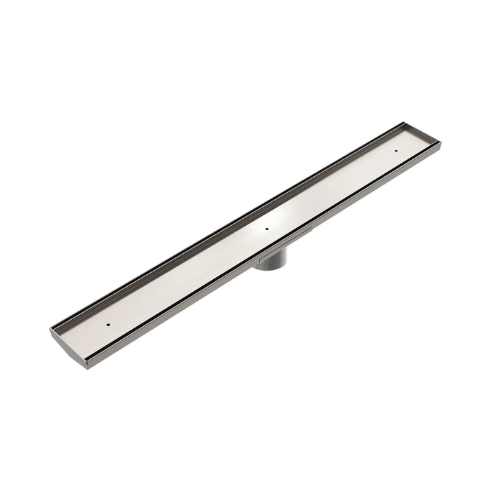 Nero Tile Insert V Channel 900x106mm Floor Grate 80mm Outlet Brushed Nickel NRFG003HSBN - The Blue Space