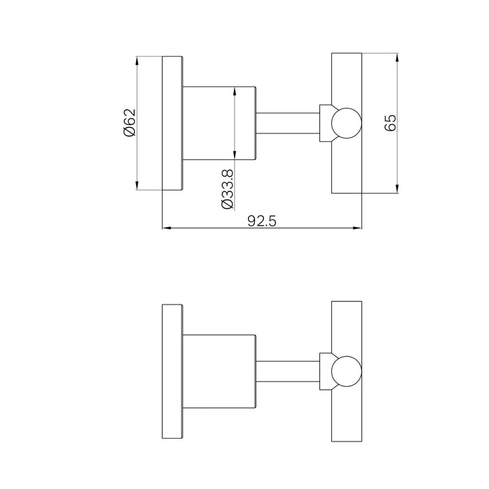 Technical Drawing Nero X Plus Wall Top Assemblies Brushed Nickel NR201609BN - The Blue Space
