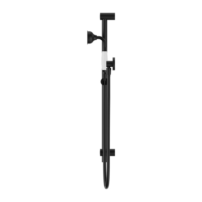 Nero York Shower Rail With White Porcelain Hand Shower Matte Black