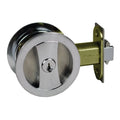 Nidus Lockable Sliding Cavity Door Round Backplate Entrance Set Include End Pull Satin Chrome CSC-LK-RD-SC-V - The Blue Space