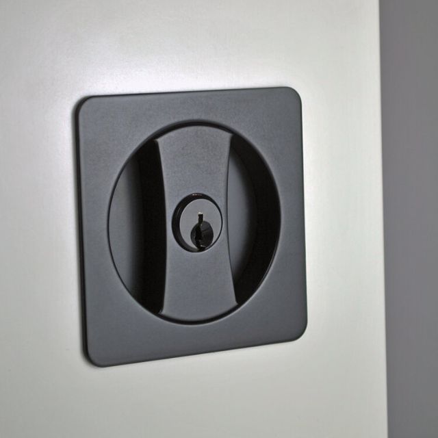 Lifestyle Nidus Lockable Sliding Cavity Door Square Backplate Entrance Set Include End Pull Matte Black  CSC-LK-SQ-BL-V - The Blue Space
