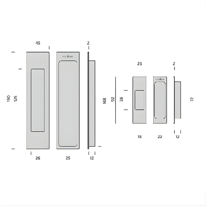 Technical Drawing Nidus Mardeco Cavity Sliding Door Passage Set Matte Black MSC-8008-SET-MB - The Blue Space