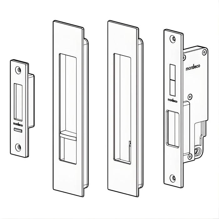 Line Drawing Nidus Mardeco Cavity Sliding Door Privacy Set Polished Chrome MSC-8004-SET-CP - The Blue Space