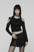 cold shoulder mesh top