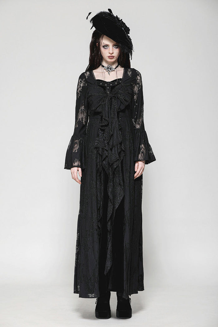 flared sleeve maxi goth robe