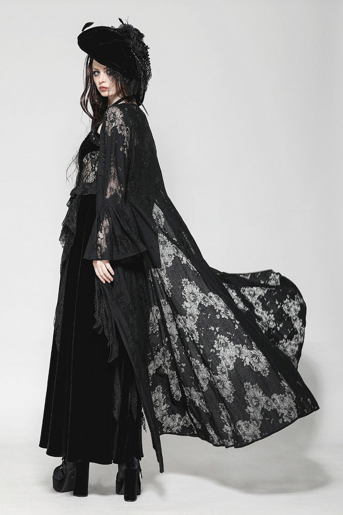 womens whimsigoth  black lace cardigan duster