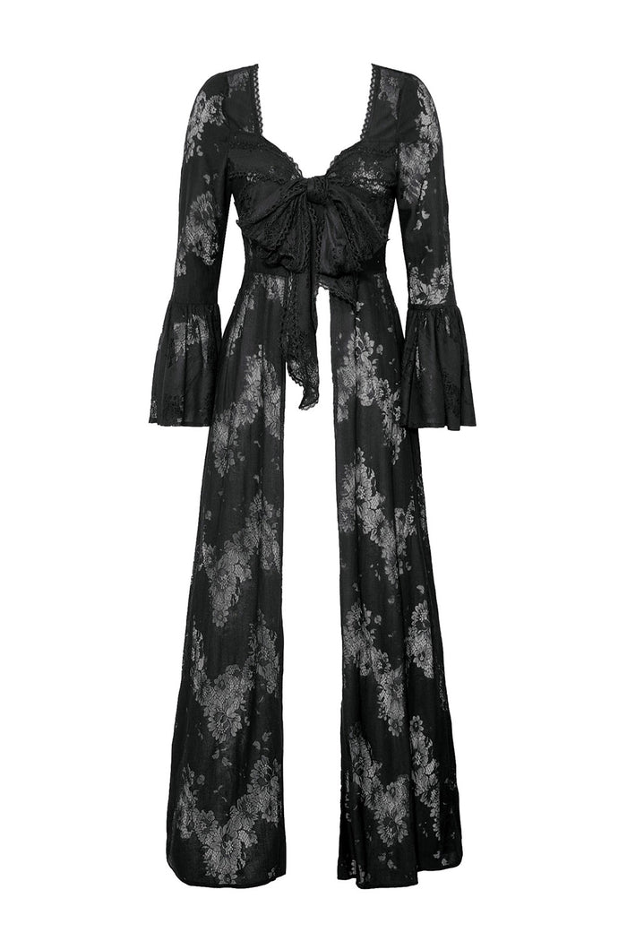 floral lace whimsigoth cardigan robe with front bow