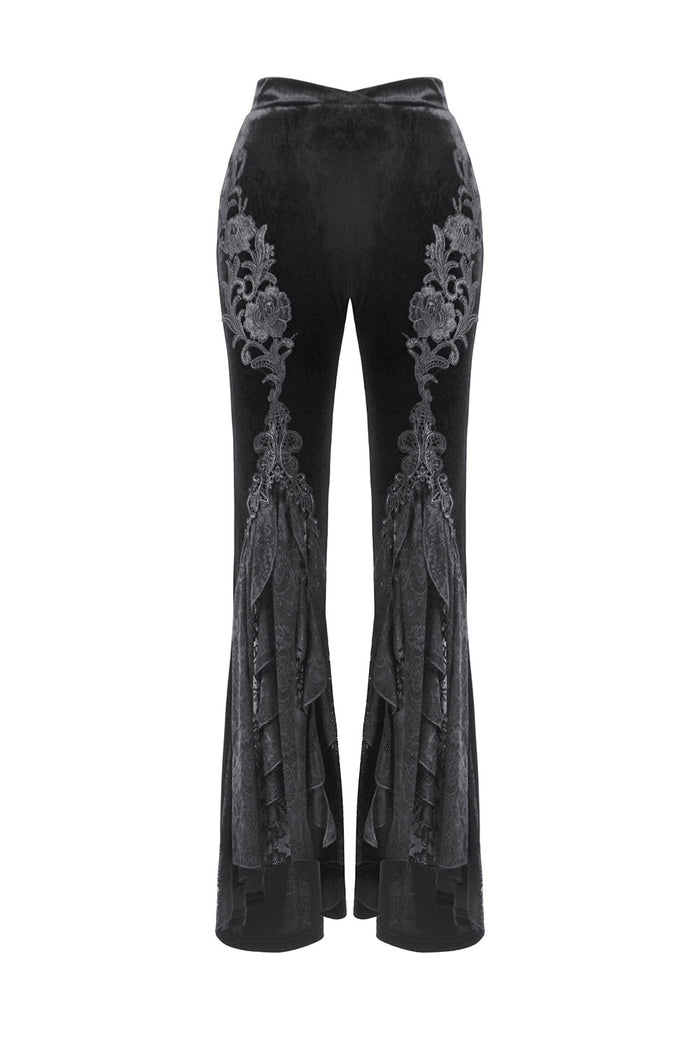 romantic goth black velvet pants