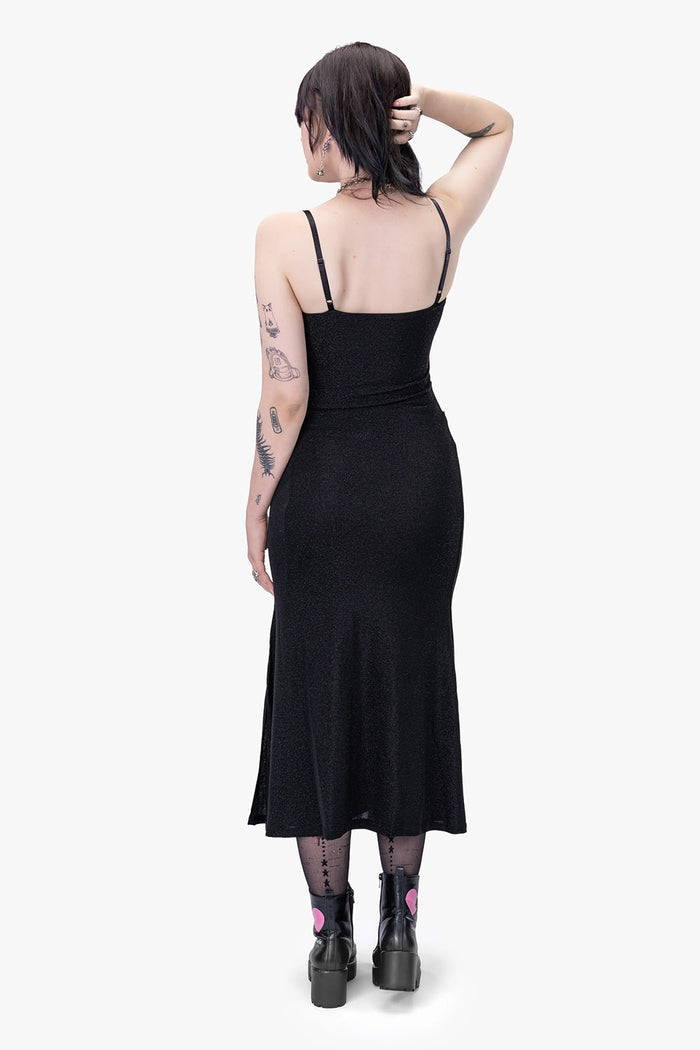 lightweight rayon blend leg slit dress by wicked misfit
