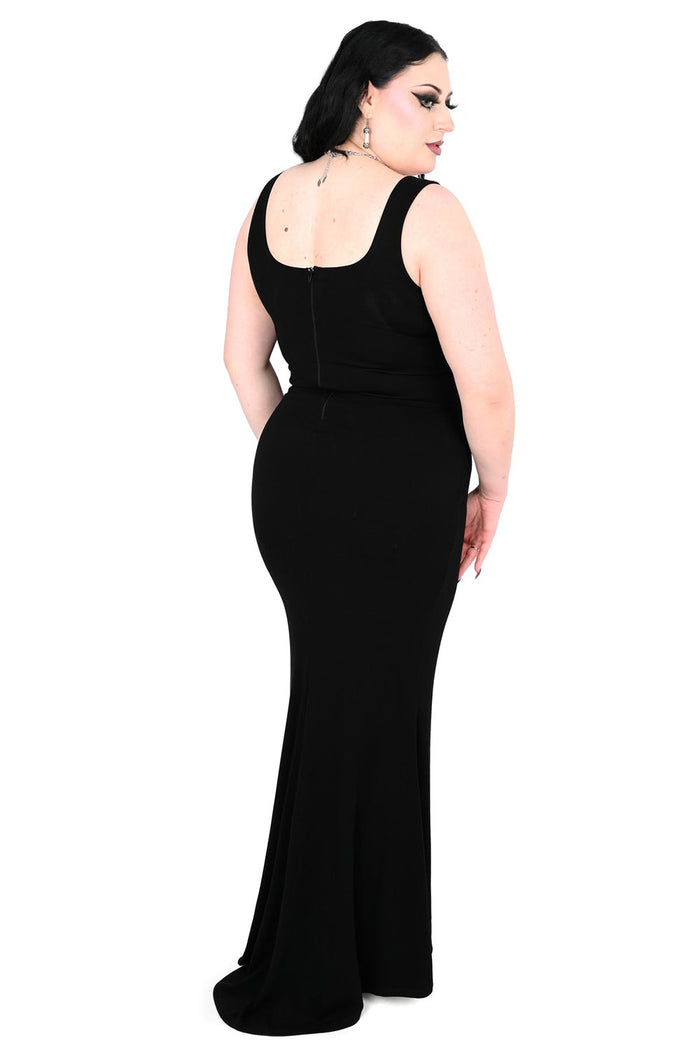 square neckline long maxi black dress by foxblood