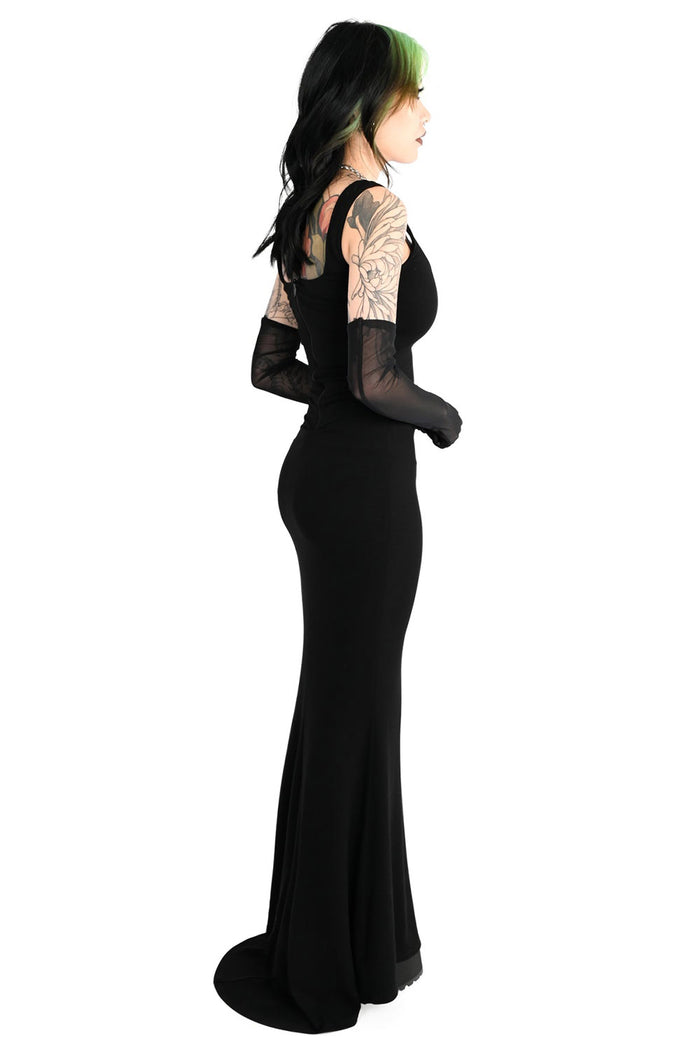 womens romantic square neckline long maxi black dress