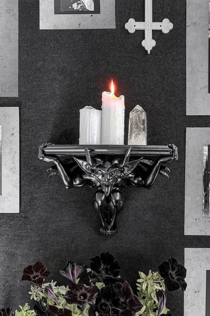 black gothic gargoyle wall shelf by killstar