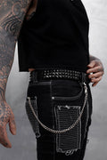 mens rocker authentic genuine real leather black pyramid studded belt