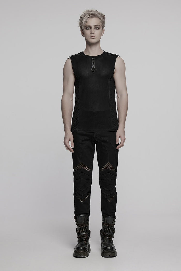 mens punk studded sleeveless shirt