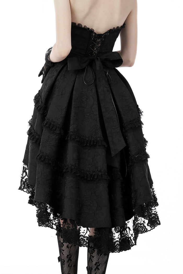embroidered high low hem dress