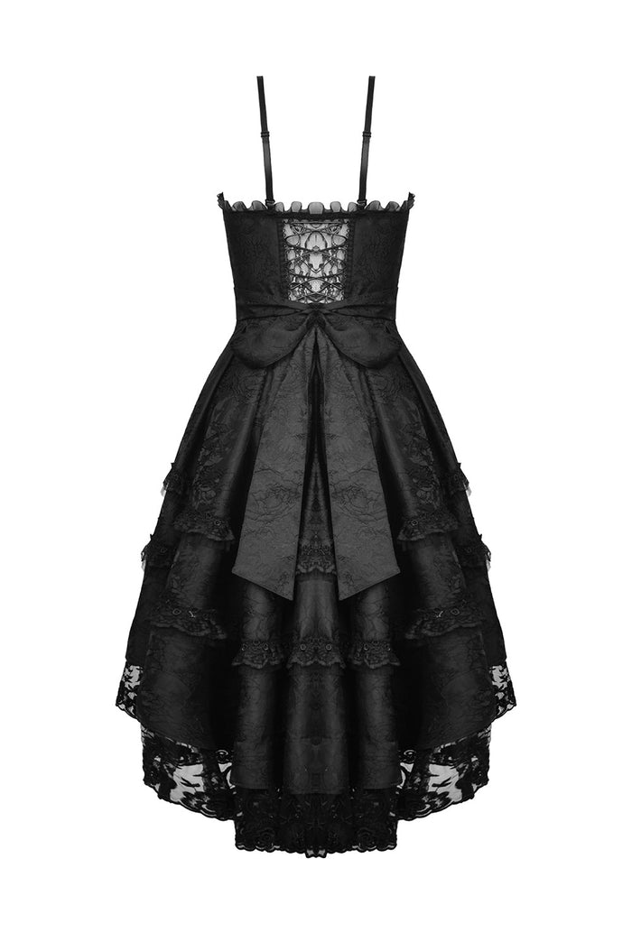 layered womens sweetheart neckline high low hem dress with a bow in the back