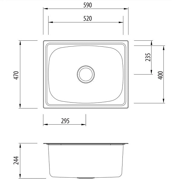 Oliveri Laundry 45L tub topmount NTH