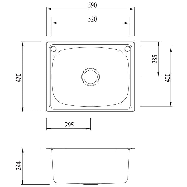 Oliveri Laundry 45L tub topmount with rinse bypass 2TH