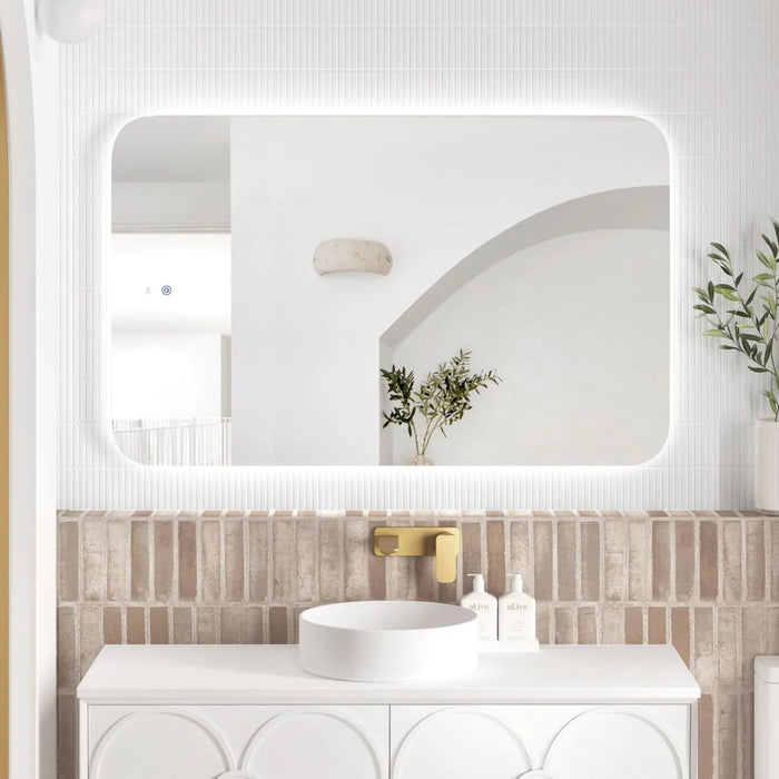 Horizontal Otti LED Newport 1200mm x 750mm Frameless Backlit Tuffi Mirror LED-SQ1275N - The Blue Space