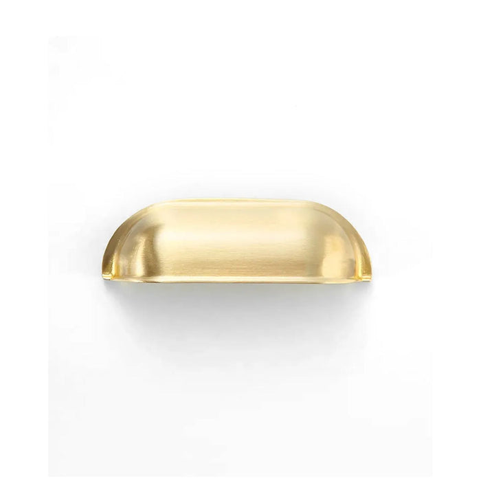 Front Otti Newport Cup Pull 90mm Brushed Brass NEHDL76-BB - The Blue Space