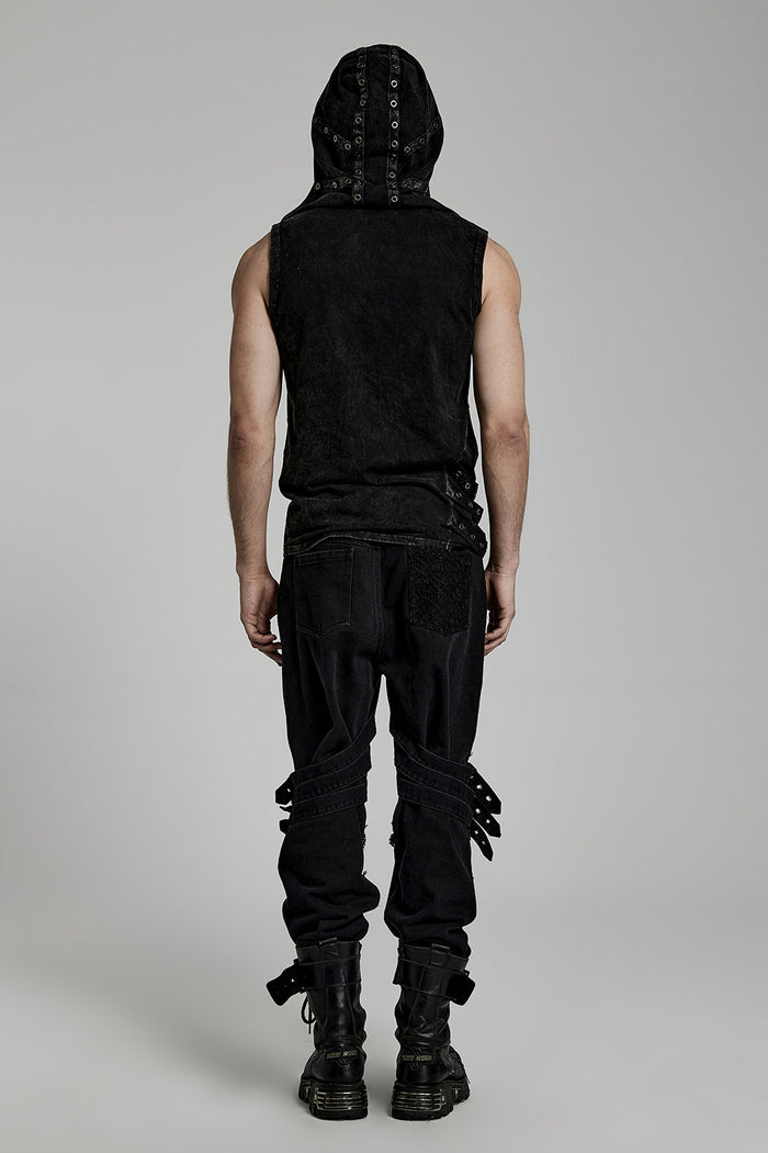 studded mens punk asymmetric tank top