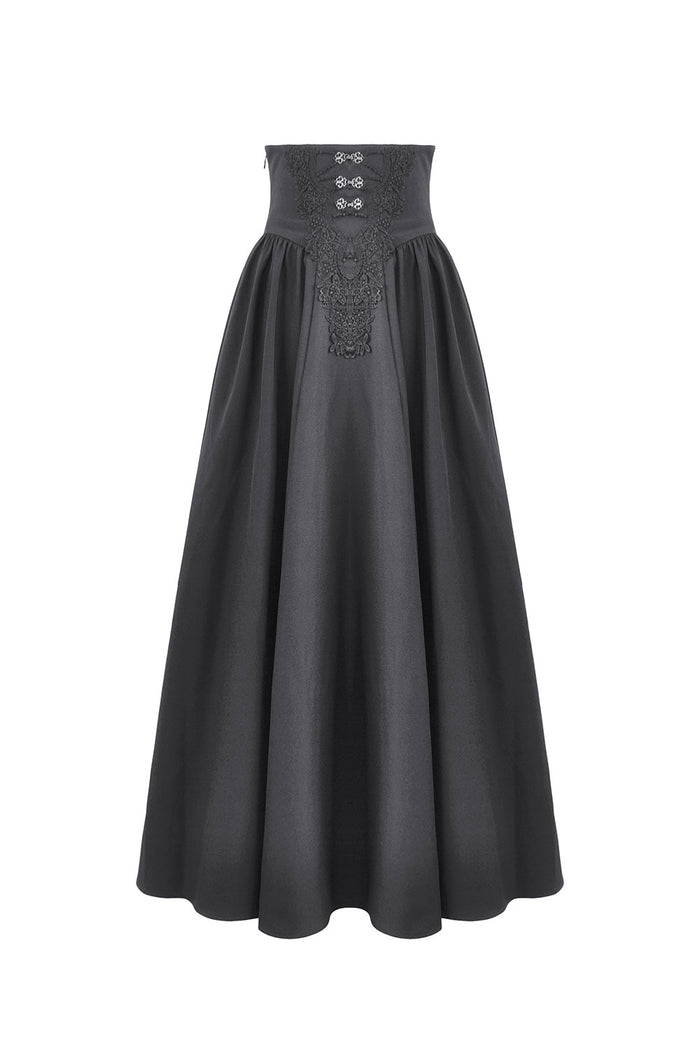 Victorian goth long maxi skirt with embroidered detail