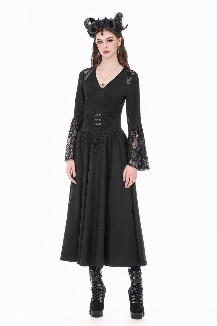 Womens gathered black maxi skirt