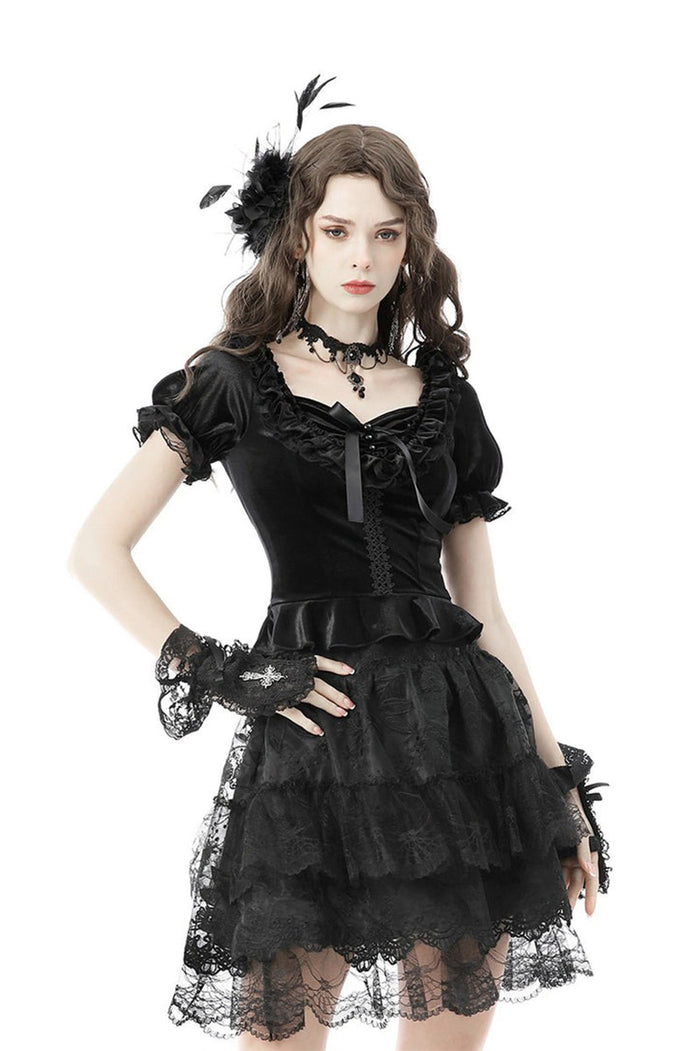 dark academia velvet crop top