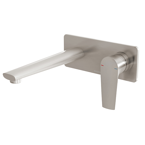 Phoenix Arlo Wall Basin/Bath Mixer Set 180mm Brushed Nickel - The Blue Space