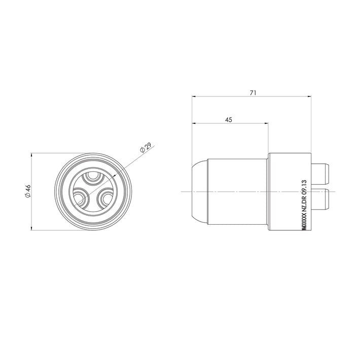 Technical Drawing Phoenix Cromford Wall Mixer 25mm Body Extension - Brushed Bronze 134-9664-24 - The Blue Space