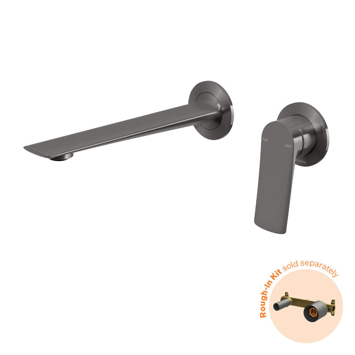 Phoenix Kusabi Switchmix Wall Basin Bath Mixer Set 200mm Fit Off Kit - Brushed Carbon 138-2812-31-1 - The Blue Space