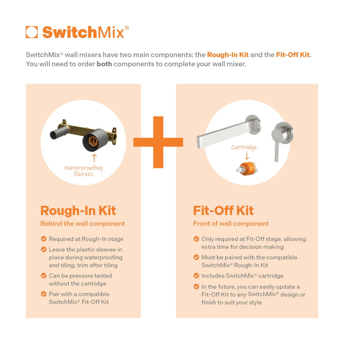 Details Phoenix Lexi Mkii Switchmix Wall Basin Mixer Set 200mm Fit Off Kit Only - Chrome 123-2812-00 - The Blue Space