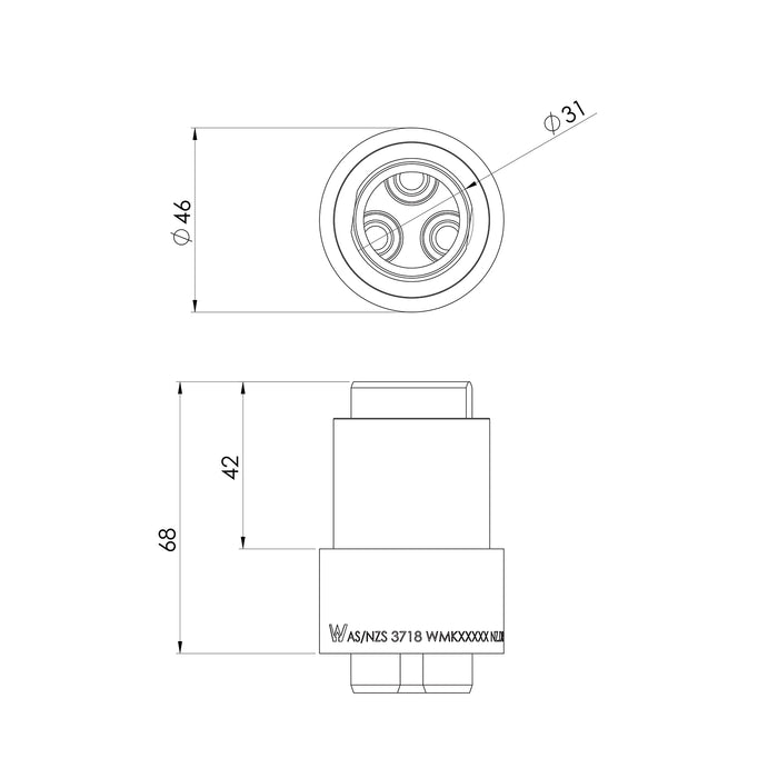 Technical Drawing Phoenix Switchmix Shower Wall Mixer Body Extension - Brushed Bronze 250-9664-24-1 - The Blue Space