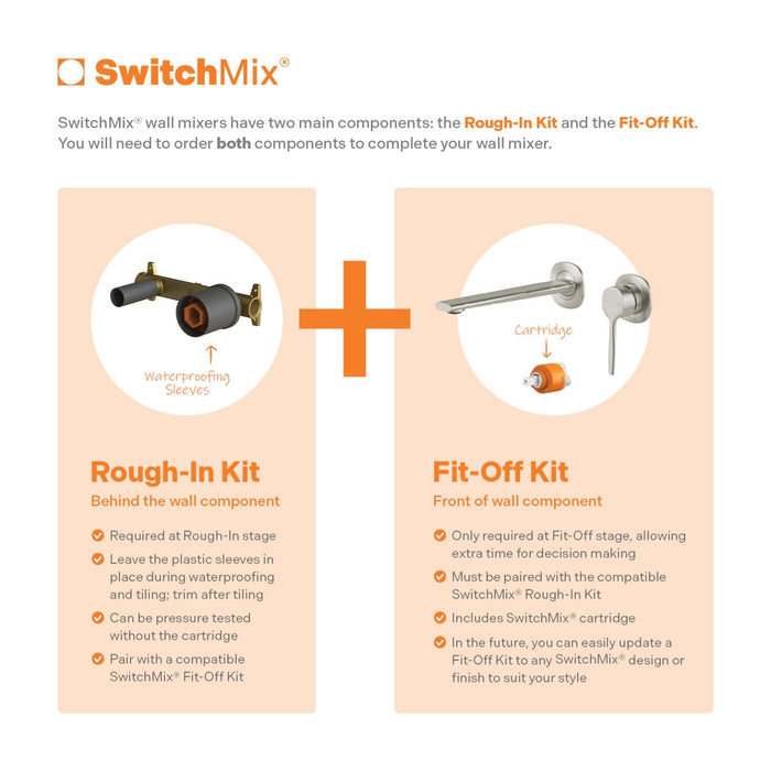 Details Phoenix Switchmix Wall Basin Bath Mixer Set 200mm Fit Off Kit Only - Brushed Bronze 139-2812-24-1 - The Blue Space