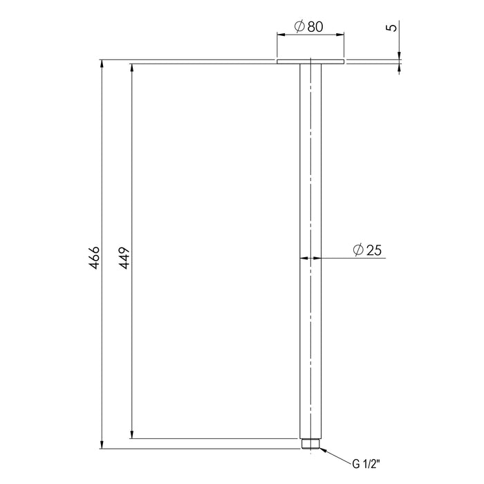Technical Drawing Phoenix Vivid Ceiling Arm 450mm - Brushed Bronze V545-24 - The Blue Space