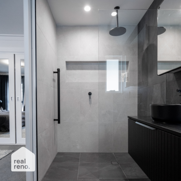 Phoenix Vivid Slimline Shower/Wall Mixer 60mm Backplate Matte Black - The Blue Space Real Reno