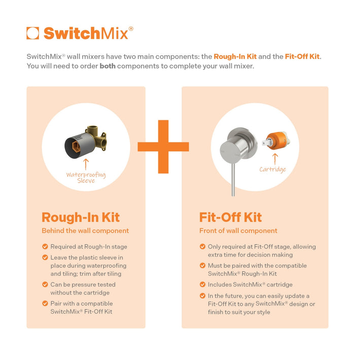 Features Phoenix Vivid Slimline SwitchMix Shower / Wall Mixer Chrome (Fit-Off Kit Only) VS2805-00-1 - The Blue Space