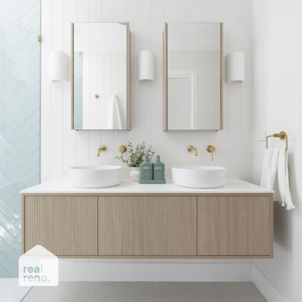 Phoenix Vivid Slimline Wall Basin Outlet 180mm Curved-Brushed Gold | Real Reno